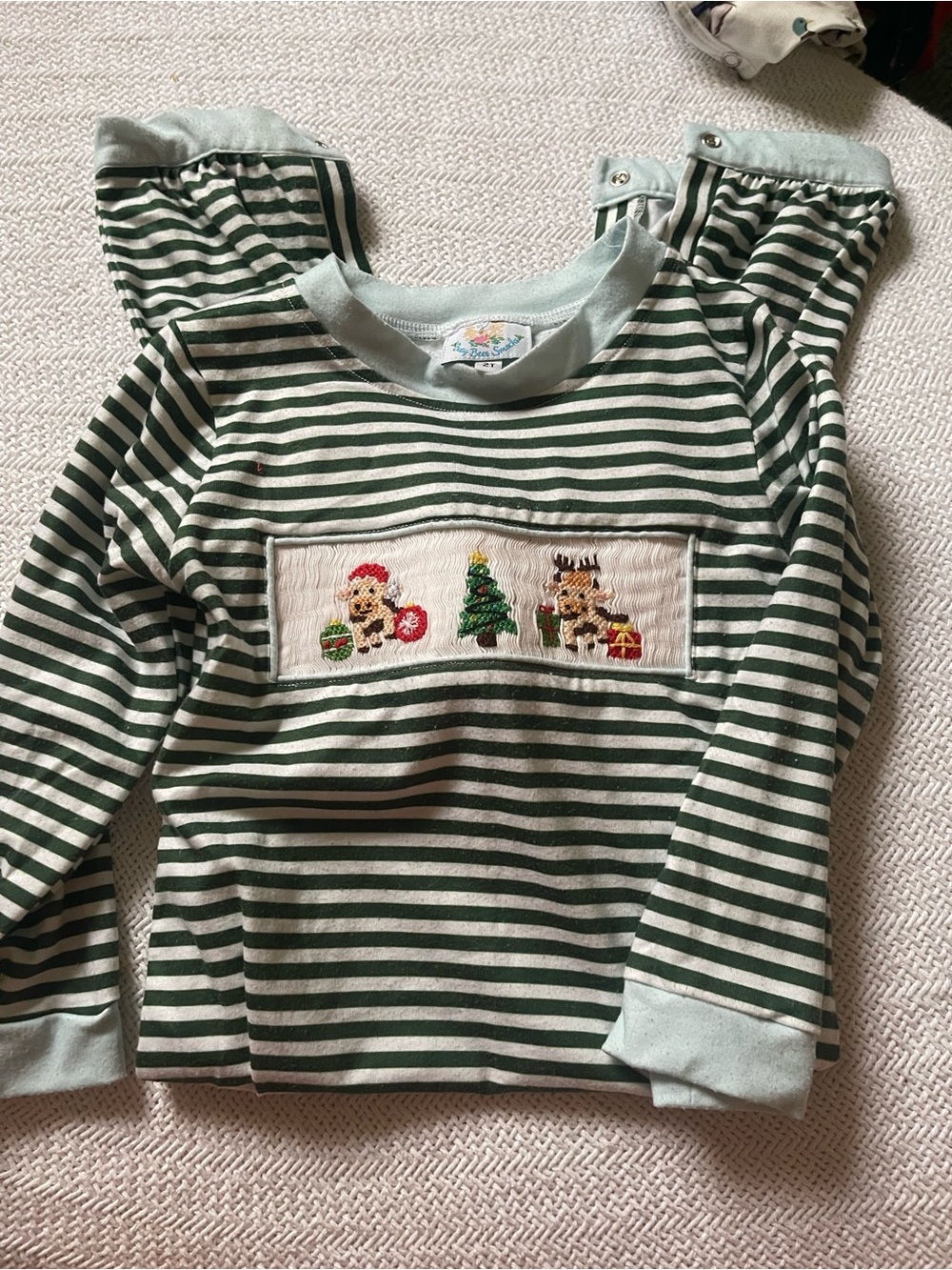 Striped Green & White Kids Holiday
